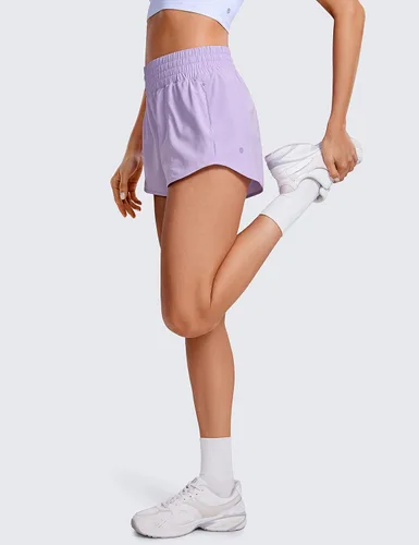 Miniatura 62 de CRZ YOGA Pantalones cortos de correr de cintura alta para mujer de 2.5 pulgadas, forro de malla de secado rápido para entrenamiento deportivo