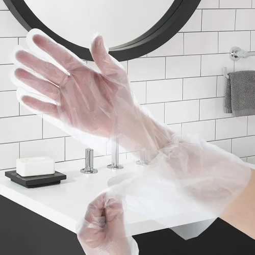 Miniatura 7 de Guantes de limpieza de manga larga desechables de longitud de codo manga de plástico impermeable guantes de brazo de protección limpieza cocina