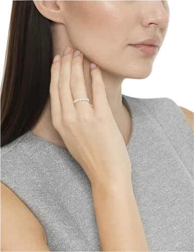 Miniatura 3 de Anillo de plata esterlina y circonia cúbica, plata chapada en oro amarillo, 7, Blanco, S4AER700AC