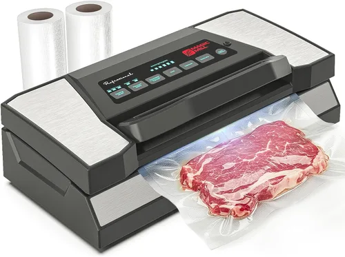 Magic Mill Máquina selladora al vacío profesional profesional con nuevo mango de patente MVS-5181 para bolsas de alimentos, cuencos marinados y