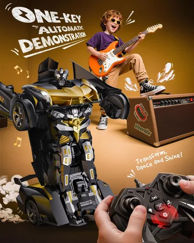 Miniatura 6 de V992 Auto a control remoto que se transforma, auto robot que se transforma, RC, escala 1:14, juguete de auto robot 2-en-1 con sonido y luz