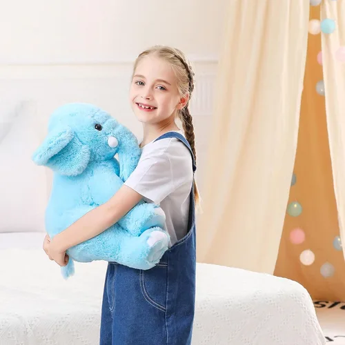Miniatura 3 de JellyMallow Animales de peluche con peso de elefante, 5 libras y 16 pulgadas, color azul, almohada grande de peluche de elefante con peso, regalo