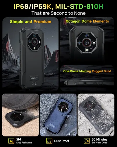 Miniatura 8 de Ulefone Armor X32 Pro 5G Teléfono resistente, MTK Dimensity 6300, 16+256GB, Android 15, Widevine L1, visión nocturna de 64MP/25MP, linterna