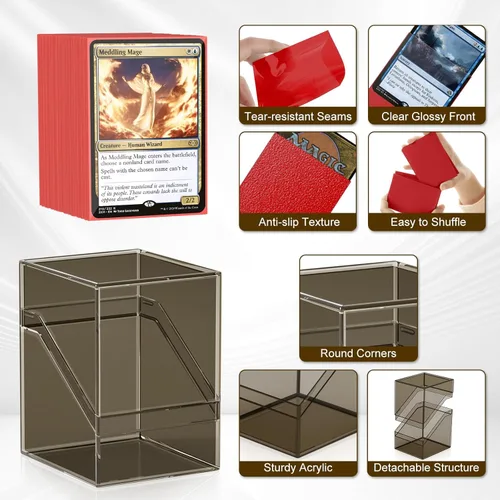Miniatura 3 de Paquete de 6 Estuches para Mazos de Cartas, Cajas de Cartas Commander con 600 Fundas para Cartas y Divisores, Caja de Almacenamiento de Cartas