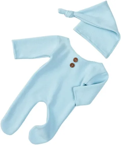 Miniatura 7 de Traje de fotografía para recién nacido, traje de bebé niño y niña, sesión de fotos de ganchillo, ropa de ganchillo, sombrero, pantalones, accesorio