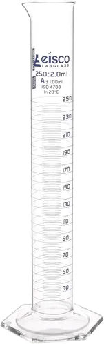 Miniatura 7 de Cilindro graduado, 0.8 fl oz - Tolerancia Clase A ±0.0.8 fl oz - Base hexagonal - Graduaciones azules - Vidrio de borosilicato 3.3 - Eisco Labs