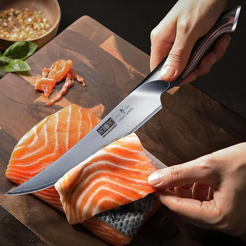 Miniatura 5 de HOSHANHO Cuchillo deshuesador de 6 pulgadas, cuchillo de filete de acero inoxidable de alto carbono para pescado, cuchillos de fileteado de cocina