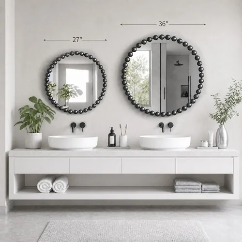 Miniatura 2 de Espejo redondo Madison Park, espejo circular con marco de metal de 27 pulgadas, arte de pared decorativo montado para colgar para entrada, baño
