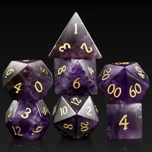 Miniatura 20 de Juego de dados Aagte D&D DNDND Un juego completo de dados de piedra DND con estuche de regalo magnífico para juego de mesa Dungeons and Dragons