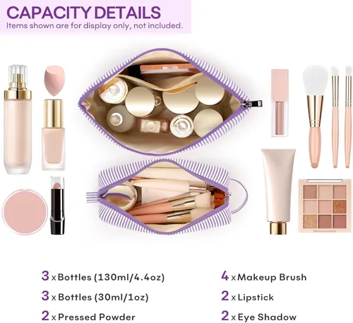 Miniatura 3 de 2 piezas de bolsas de maquillaje iniciales para mujeres: bolsa de cosméticos para viaje y artículos de tocador - Regalos de cumpleaños para niñas