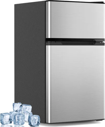 Electactic - Mini refrigerador de 3.1 pies cúbicos con congelador, refrigerador compacto de 2 puertas, refrigerador pequeño con termostato ajustable