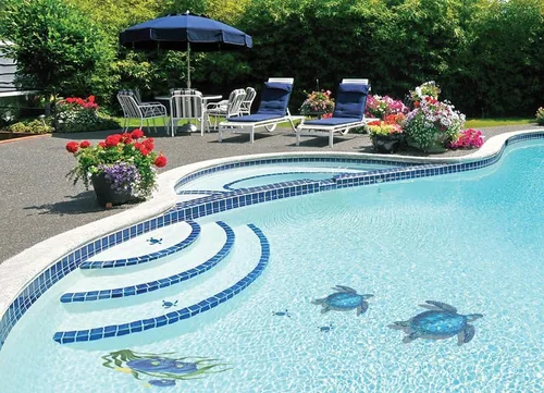 Miniatura 2 de Mosaico de porcelana para piscina estilo A para cría de tortugas (estilo A - 5 x 5 pulgadas, marrón)