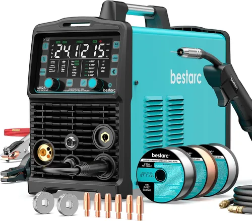 Miniatura 12 de bestarc 145Amp Soldador MIG, 110V 220V Soldador de núcleo de flujo MIG/Lift TIG/Stick Máquina soldadora 4 en 1, Máquina de soldadura con gran