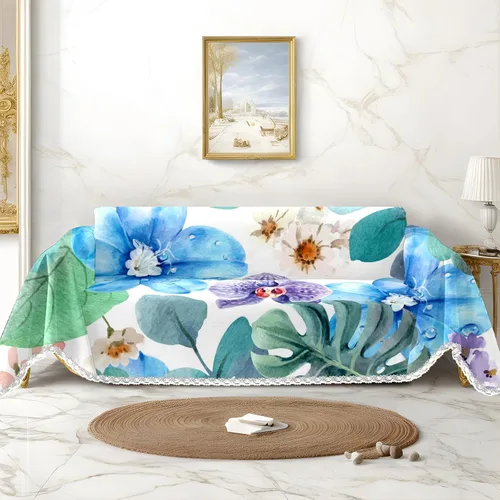Miniatura 9 de Funda de sofá con estampado de flores y mariposas, fundas para sofá, fundas para sillón, funda resistente a las manchas, protector universal