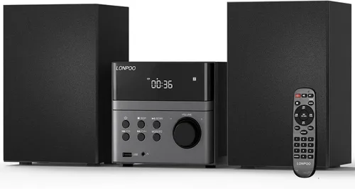 Home CD Stereo Shelf System, 30W Micro HiFi System (with CD Player, FM Radio, Bluetooth 5.3, USB Playback, AUX-in, Headphone Jack, Remote Control,