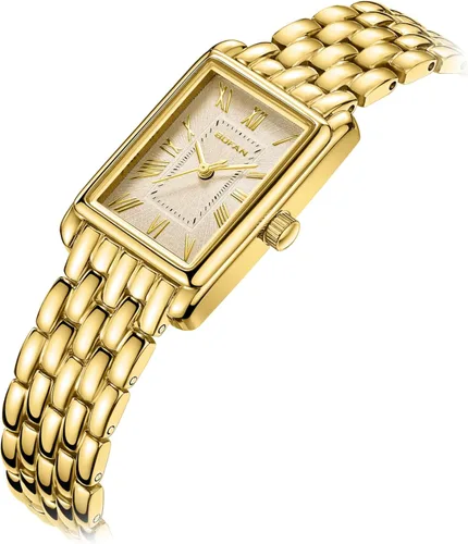 Miniatura 2 de BOFAN Relojes dorados para mujer con pulsera vintage, caja rectangular, esfera romana, herramienta de ajuste incluida, resistente al agua