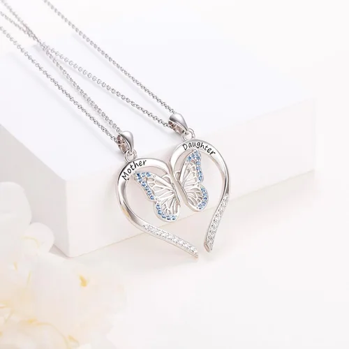 Miniatura 4 de DAOCHONG Regalos para el día de la madre, plata de ley S925, collar con colgante de corazón para madre, hija, nieta, familia, joyería de papá, mamá
