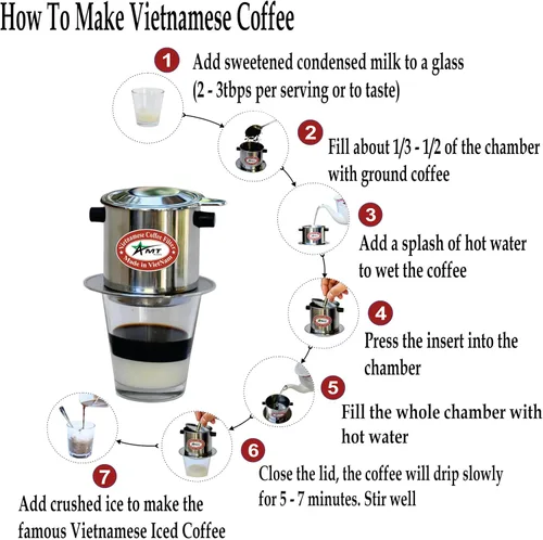 Miniatura 4 de AMT Cafetera de 6.5 onzas, filtro Phin con corcho, gotero de café atornillado para café de estilo vietnamita en casa u oficina