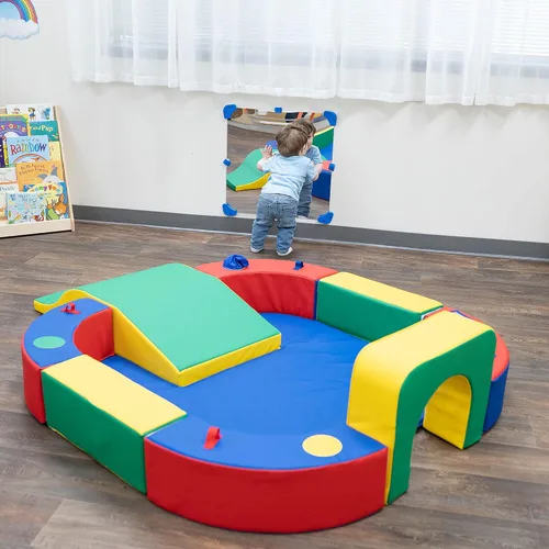 Miniatura 7 de Children's Factory Anillo de juego con túnel y tobogán, primario, CF322-162, escalador de espuma para bebés, juguete de escalada para niños y niños