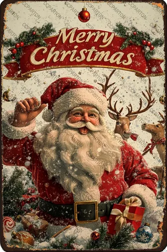 Miniatura 19 de CCPARTON Carteles de Feliz Navidad Graciosos Cartel de Hoja de Estaño para Decoración del Hogar Interior Jardín Patio Exterior Porche 8x12 Pulgadas