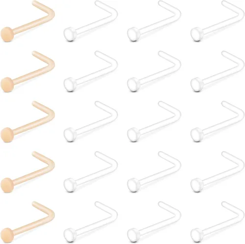 MODRSA 18g 20g Nude Clear Nose Studs for Work Clear Piercing Retainers for Surgery Plastic Septum Retainer 16g Labret Lip Studs Plastic Cartilage