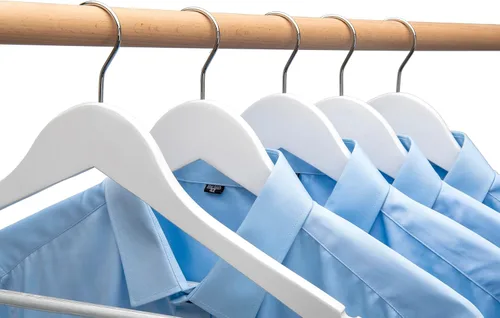 Miniatura 7 de Perchas de madera blanca para vestidos de novia, perchas de madera resistentes para camisas, chaquetas, pantalones, vestidos de boda, trajes de dama
