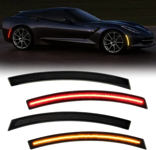 Miniatura 10 de R&F Auto 4 luces LED de posición laterales compatibles con Corvette C6 (2005-2013)/Z06/ZR1/Grand Sport/Z06 carbón ámbar rojo LED sidemarker lámparas