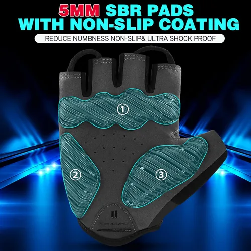 Miniatura 2 de Tanluhu Guantes de ciclismo SBR de 0.197in de grosor, guantes de ciclismo de medio dedo, guantes de bicicleta de montaña, guantes de bicicleta