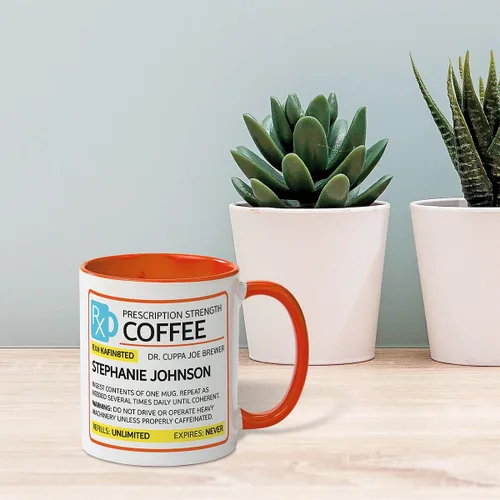 Miniatura 5 de Current Taza de café de cerámica personalizada con prescripción, tamaño grande de 11 onzas, tazas divertidas y novedosas, para añadir un nombre