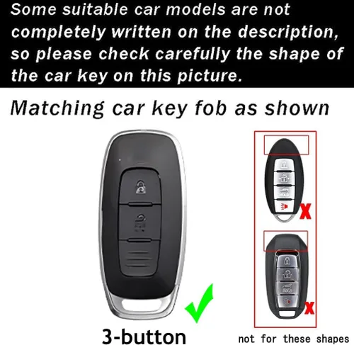 Miniatura 2 de ontto Funda de metal para llavero Nissan 2023 2024, funda de piel de piel de 360 grados de protección para llaves Rogue Pathfinder X-Trail Versa
