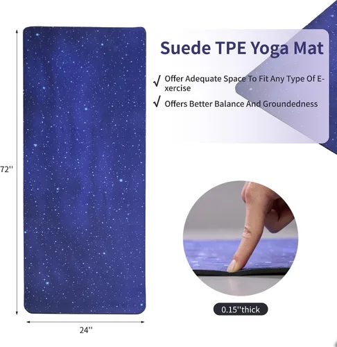 Miniatura 2 de Tapete de yoga, tapete de yoga con diseño antideslizante, tapete profesional de TPE para ejercicio, 72 x 24 pulgadas, tapete de entrenamiento