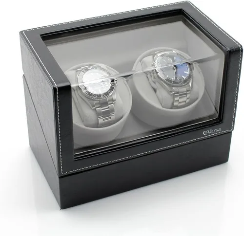Miniatura 2 de Versa Enrollador de reloj doble Elite en cuero negro