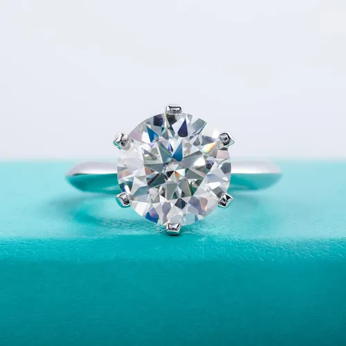 Miniatura 3 de AnuClub 1235CT Anillo solitario de moissanita de seis puntas, anillo de plata de ley 925, regalo para boda, compromiso y aniversario con certificado
