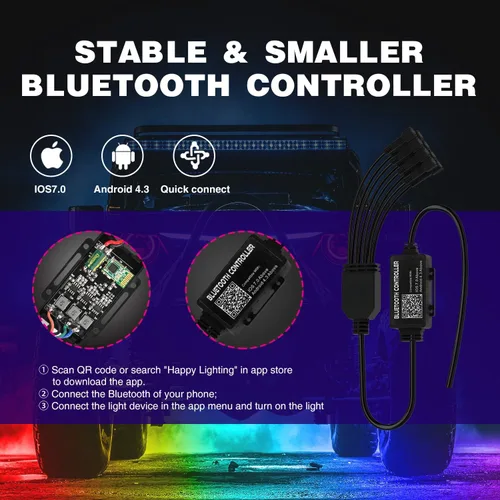 Miniatura 4 de Nilight 2 luces LED RGB de 3 pies con base de resorte y 4 luces de rock, control remoto de aplicación con patrones de persecución de bricolaje
