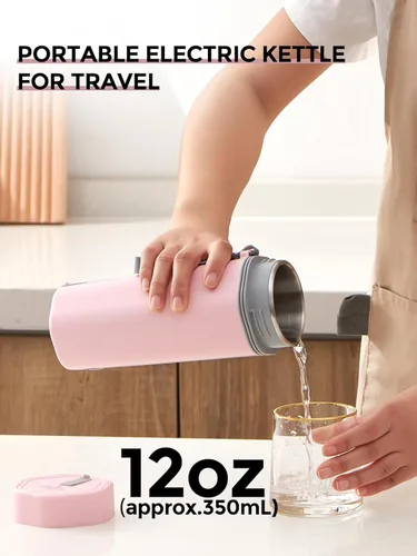 Miniatura 7 de Hervidor eléctrico de viaje pequeño de acero inoxidable - Hervidor eléctrico portátil para agua hirviendo - Hervidor de té de viaje apagado