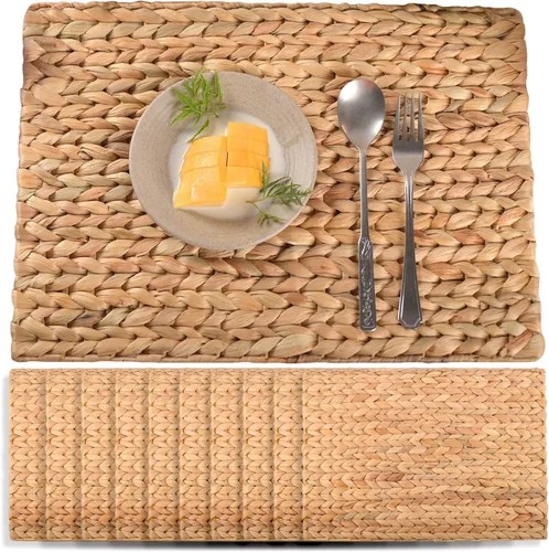 Juego de 10 manteles individuales tejidos bohemios, individuales para mesa de comedor, manteles individuales de Pascua Farmhous Egreen, individuales