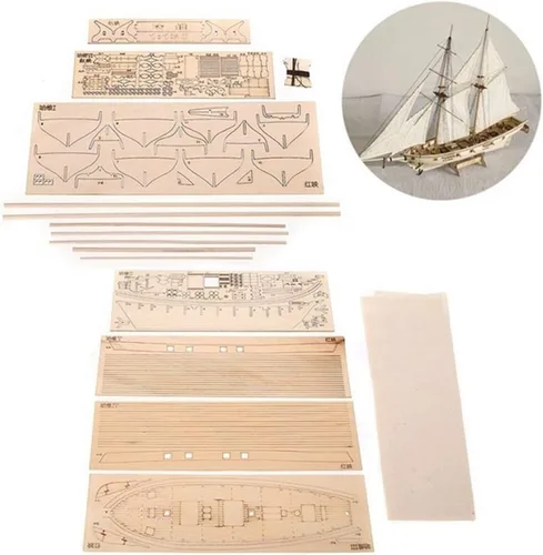 Miniatura 2 de PUZOU Modelo de velero de madera, kit de barco de vela de madera, kit de modelado de barcos de madera, modelo de barco de bricolaje, barcos de vela