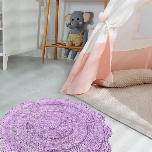 Miniatura 2 de Chardin home Alfombra de baño de ganchillo lavanda, 100% algodón redondo con borde de ganchillo artesanal hecho a mano, 24 pulgadas de diámetro