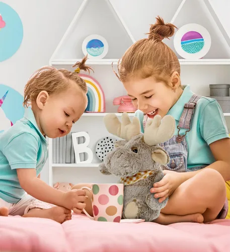 Miniatura 5 de Puzzled Peluche de alce sentado súper suave, 11 pulgadas