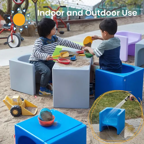 Miniatura 6 de ECR4Kids Tri-Me Silla de cubo 3 en 1, muebles para niños, azul
