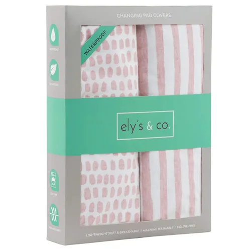 Miniatura 14 de Ely's & Co. Funda impermeable para cambiador, juego de 2 sábanas para bebé, 100 % algodón, sábanas de algodón de punto jersey con forro impermeable