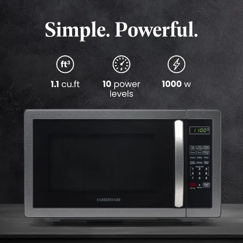 Miniatura 2 de BLACK+DECKER BCRK17V - Refrigerador compacto Energy Star de una sola puerta con congelador y microondas Farberware para encimera, 1000 vatios, 1.1