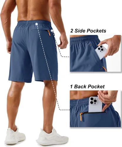 Miniatura 71 de TACVASEN Pantalones cortos deportivos para correr para hombre, 9 pulgadas, de secado rápido, pantalones cortos ligeros de verano, 3 bolsillos