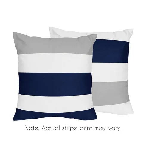 Miniatura 7 de Sweet Jojo Designs Juego de 2 fundas de almohada decorativas de color azul marino y gris para niño y niña, unisex, de género neutro, para sofá
