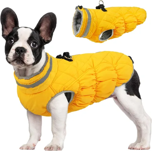 Miniatura 43 de FUAMEY - Chaqueta de invierno para perro, chaleco acolchado con arnés, ropa cálida para mascotas, abrigo con cremallera, impermeable, para perros