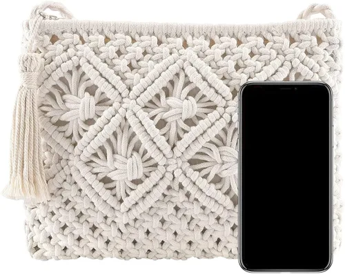 Miniatura 5 de CHIC DIARY Bolso de mano de paja para mujer, bolso de paja bohemio para verano, playa, tejido, sobre cartera de muñeca