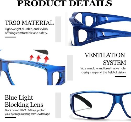 Miniatura 3 de LVIOE Fit Over Blue Light Blocking Glasses and Computer Eyewear- Wear Over Prescription Glasses/Reading Glasses/RX Glasses