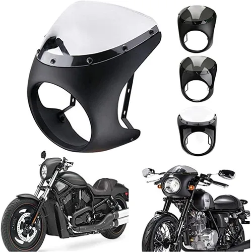 Parabrisas de carenado retro para motocicleta de 7 pulgadas para Harley Touring Cafe Racer Old School Bobber Touring Dirt Bike (Golss negro y Golss