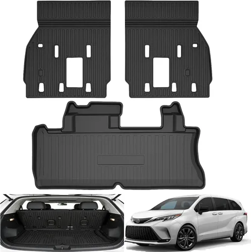Miniatura 6 de YQ Alfombrillas para Toyota Tundra CrewMax Cab 2022-2026, TPE para todo tipo de clima, juego completo de 2 filas delanteras y traseras para Tundra