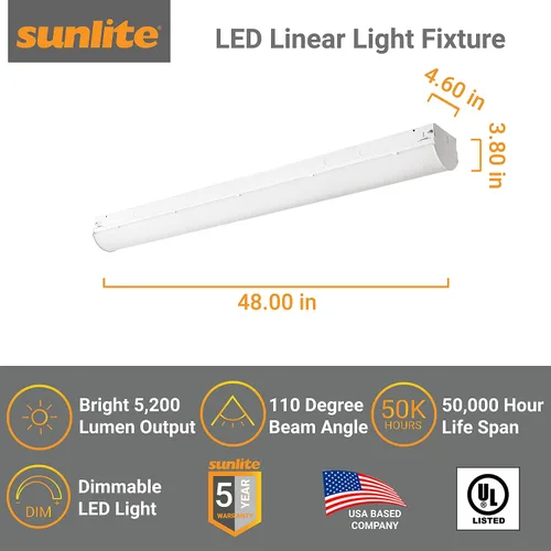 Miniatura 3 de Sunlite 85479-SU 25w 48" accesorio de tira de LED lineal 3500k blanco neutro
